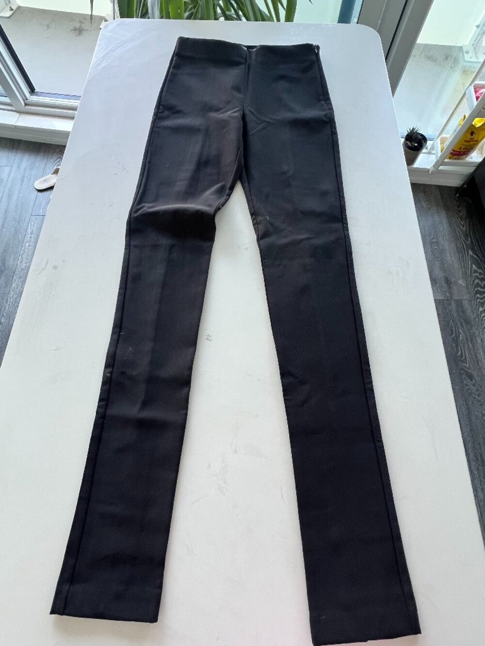 Zara Black High Waisted Split Hem Skinny Pants Cigarette Trousers Small S